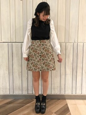 「コーディネート」｜「アイテム（ハンチング/ベレー帽）」を使った、INGNI（イング）さん（レディース・159cm）の秋コーディネート