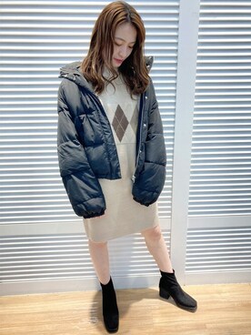 「コーディネート」｜「アイテム（ダウンジャケット/コート）」を使った、INGNI（イング）さん（レディース・161cm）の秋コーディネート