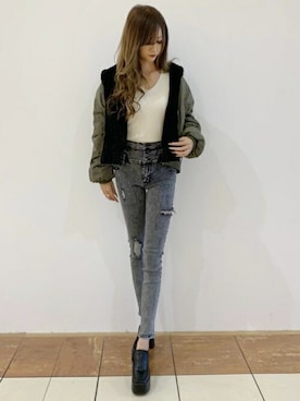 「INGNI（イング）のアイテム（MA-1）」を使った、INGNI（イング）さん（レディース・164cm）の秋コーディネート