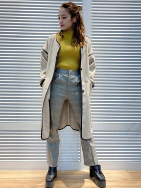 「コーディネート」｜「アイテム（ノーカラーコート）」を使った、INGNI（イング）さん（レディース・160cm）の秋コーディネート