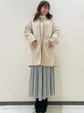 「コーディネート」｜「アイテム（ノーカラーコート）」を使った、INGNI（イング）さん（レディース・153cm）の冬コーディネート