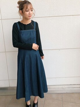「コーディネート」｜「アイテム（ジャンパースカート）」を使った、INGNI（イング）さん（レディース・158cm）の冬コーディネート