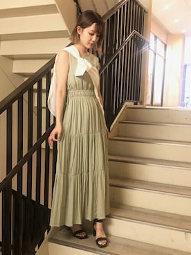 Ingni イングのワンピース グリーン カーキ 緑色系 コーディネート Zozotown