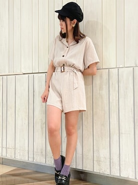 「INGNI（イング）のアイテム（オールインワン・サロペット）」を使った、INGNI（イング）さん（レディース・159cm）の夏コーディネート