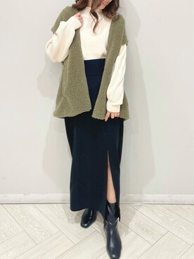 「INGNI（イング）のアイテム（ノーカラージャケット）」を使った、INGNI（イング）さん（レディース・153cm）の冬コーディネート