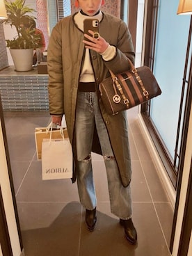 「MOUSSY（マウジー）のアイテム（ノーカラージャケット）」を使った、nag,さん（レディース・163cm）の冬コーディネート