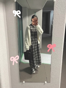 「MERCURYDUO（マーキュリーデュオ）のアイテム（カーディガン/ボレロ）」を使った、みさん（レディース・164cm）の冬コーディネート