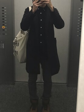 「Right-on（ライトオン）のアイテム（チェスターコート）」を使った、ichiさん（メンズ・181cm）の冬コーディネート