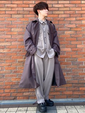 「neos（ネオス）のアイテム（トレンチコート）」を使った、saikaさん（メンズ・168cm）の秋コーディネート