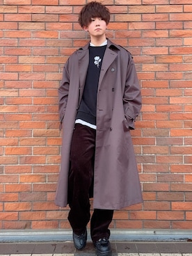 「neos（ネオス）のアイテム（トレンチコート）」を使った、saikaさん（メンズ・168cm）の冬コーディネート