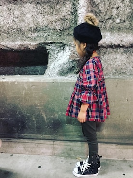 「タータンチェック」｜Aimmyさん（キッズ・100cm）の秋コーディネート