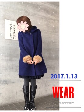 「長靴」｜「アイテム（その他アウター）」を使った、はるるさん（レディース・168cm）の冬コーディネート