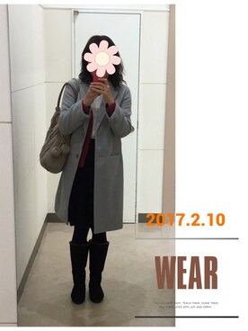 「ハニーズ」｜「アイテム（チェスターコート）」を使った、はるるさん（レディース・168cm）の冬コーディネート