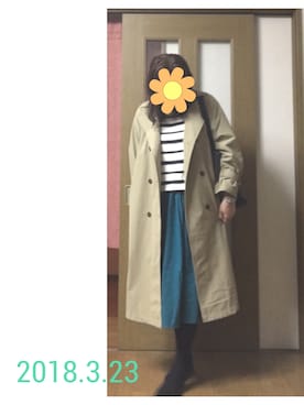 「スカーチョ」｜「アイテム（トレンチコート）」を使った、はるるさん（レディース・168cm）の春コーディネート