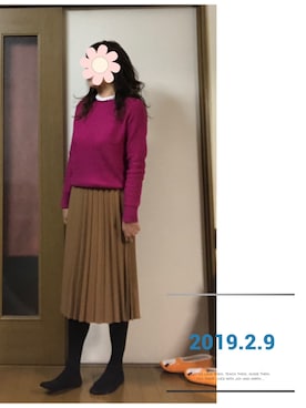 「earth music&ecology（アースミュージックアンドエコロジー）のアイテム（付け襟）」を使った、はるるさん（レディース・168cm）の冬コーディネート