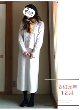 「ニットセットアップ」｜「アイテム（セットアップ）」を使った、はるるさん（レディース・168cm）の冬コーディネート