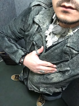 「インスタグラム」｜「アイテム（ライダースジャケット）」を使った、MatsuuraSusumuさん（メンズ・167cm）の冬コーディネート