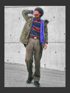 「古着好きな人と繋がりたい」｜「アイテム（モッズコート）」を使った、KOUKIさん（メンズ・176cm）の春コーディネート