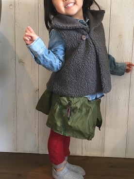 「Wafflish Waffle（ワッフリッシュワッフル）のアイテム」を使った、まふかさん（キッズ・100cm）の春コーディネート