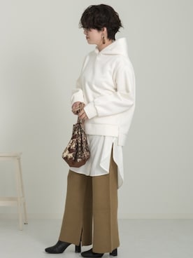 「Ambre Neige（アンブルネージュ）のバンドカラールーズチュニックシャツ／【WEB/EC限商品定商品】（シャツ/ブラウス）」を使った、naraさん（レディース・152cm）の秋コーディネート