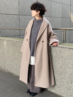 「Ambre Neige（アンブルネージュ）のアイテム（チェスターコート）」を使った、naraさん（レディース・152cm）の冬コーディネート