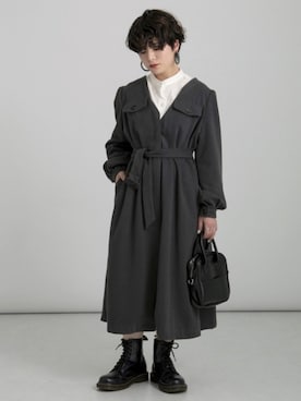 「Ambre Neige（アンブルネージュ）のバンドカラールーズチュニックシャツ／【WEB/EC限商品定商品】（シャツ/ブラウス）」を使った、naraさん（レディース・152cm）の冬コーディネート