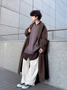 「Ambre Neige（アンブルネージュ）のアイテム（チェスターコート）」を使った、naraさん（レディース・152cm）の冬コーディネート