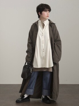 「Ambre Neige（アンブルネージュ）のアイテム（ステンカラーコート）」を使った、naraさん（レディース・152cm）の冬コーディネート
