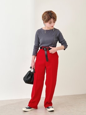 「JIL SANDER（ジルサンダー）のDRAWSTRING SM CROSSBODY（ショルダーバッグ）」を使った、naraさん（レディース・152cm）の春コーディネート