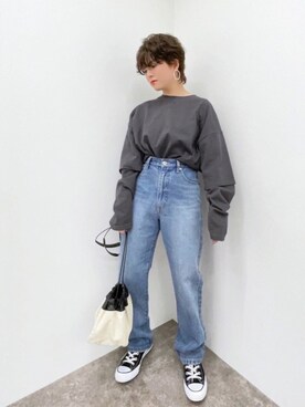「JIL SANDER（ジルサンダー）のDRAWSTRING SM CROSSBODY（ショルダーバッグ）」を使った、naraさん（レディース・152cm）の冬コーディネート