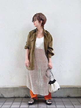 「JIL SANDER（ジルサンダー）のDRAWSTRING SM CROSSBODY（ショルダーバッグ）」を使った、naraさん（レディース・151cm）の春コーディネート