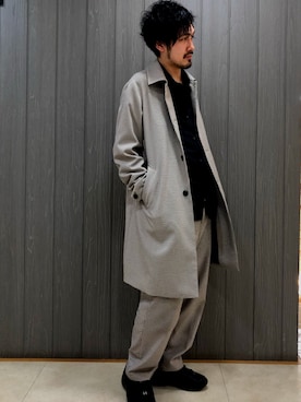 「春物」｜「アイテム（ステンカラーコート）」を使った、tk.TAKEOKIKUCHI高槻阪急さん（メンズ・177cm）の冬コーディネート
