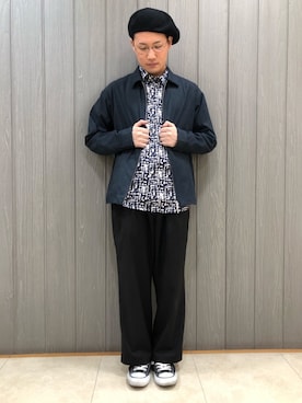 「ネイビーコーデ」｜「アイテム（ブルゾン）」を使った、tk.TAKEOKIKUCHI高槻阪急さん（メンズ・165cm）の春コーディネート