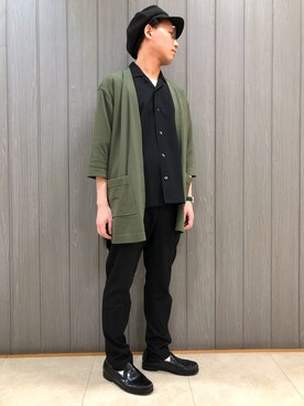 カーディガン ボレロ グリーン系 を使った 開襟シャツ のメンズ人気ファッションコーディネート Wear