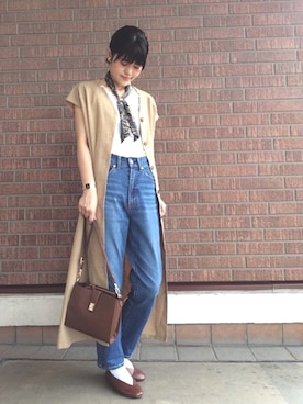 「ストレートデニム」｜「アイテム（財布/小物）」を使った、youさん（レディース・160cm）の夏コーディネート
