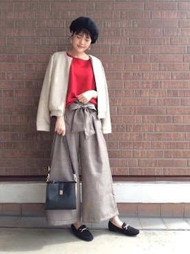 「チェック柄に恋してる」｜「アイテム（ブルゾン）」を使った、youさん（レディース・160cm）の秋コーディネート