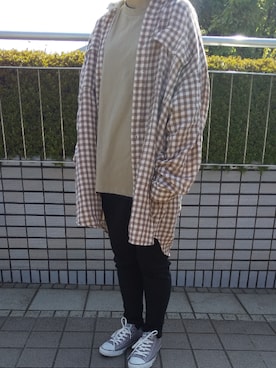 「オーバーシャツ」｜「アイテム（その他アウター）」を使った、くみさん（レディース・158cm）の春コーディネート