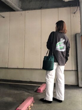 「niko and...（ニコアンド）のオリジナルアソートキルトショルダーバッグ（ショルダーバッグ）」を使った、くみさん（レディース・158cm）の秋コーディネート