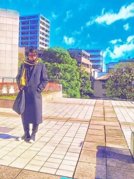 「RAF SIMONS（ラフシモンズ）のアイテム（チェスターコート）」を使った、KaZuMaさん（メンズ・170cm）の冬コーディネート