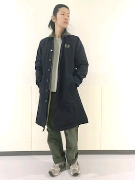 「AVIREX（アヴィレックス）のアイテム（ステンカラーコート）」を使った、SASAMURAさん（メンズ・175cm）の秋コーディネート