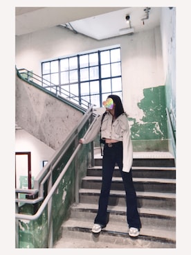 「PULL&BEAR（プルアンドベア）のアイテム（デニムジャケット）」を使った、Peach-3-さん（レディース・172cm）の春コーディネート