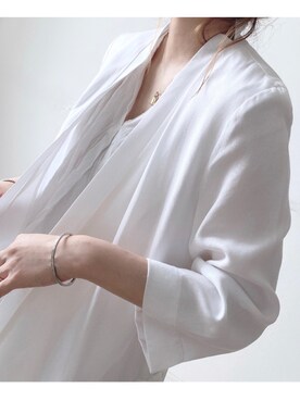 「レトロ」｜「アイテム（ノーカラージャケット）」を使った、furugipimさん（レディース・157cm）の夏コーディネート