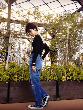 「denim」｜nanakimuraさん（レディース・155cm）の冬コーディネート