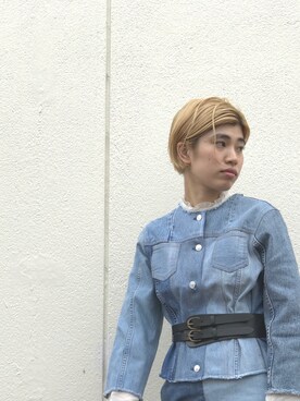 「リメイクデニム」｜「アイテム（シャツ/ブラウス）」を使った、nanakimuraさん（レディース・155cm）の夏コーディネート