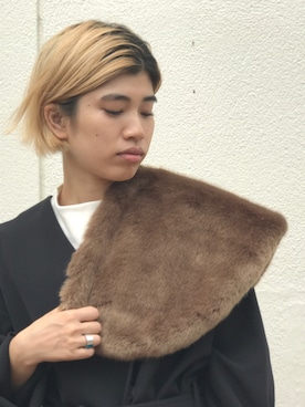 「アイテム（ストール/ショール）」を使った、nanakimuraさん（レディース・155cm）の秋コーディネート