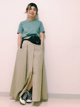 「patagonia（パタゴニア）のアイテム（ボディバッグ/ウエストポーチ）」を使った、nanakimuraさん（レディース・155cm）の夏コーディネート
