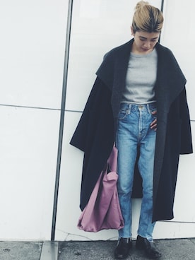 「アイテム（その他アウター、ブルー系）」を使った、nanakimuraさん（レディース・155cm）の秋コーディネート