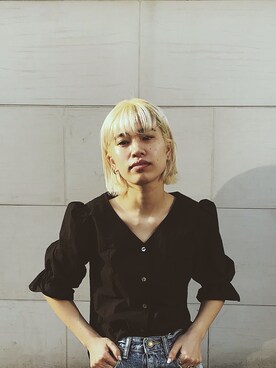 「Vネック」｜nanakimuraさん（レディース・155cm）の夏コーディネート