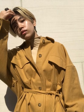 「アイテム（その他アウター、イエロー系）」を使った、nanakimuraさん（レディース・155cm）の秋コーディネート