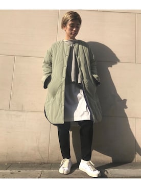 「スエット」｜「アイテム（その他アウター）」を使った、nanakimuraさん（レディース・155cm）の冬コーディネート